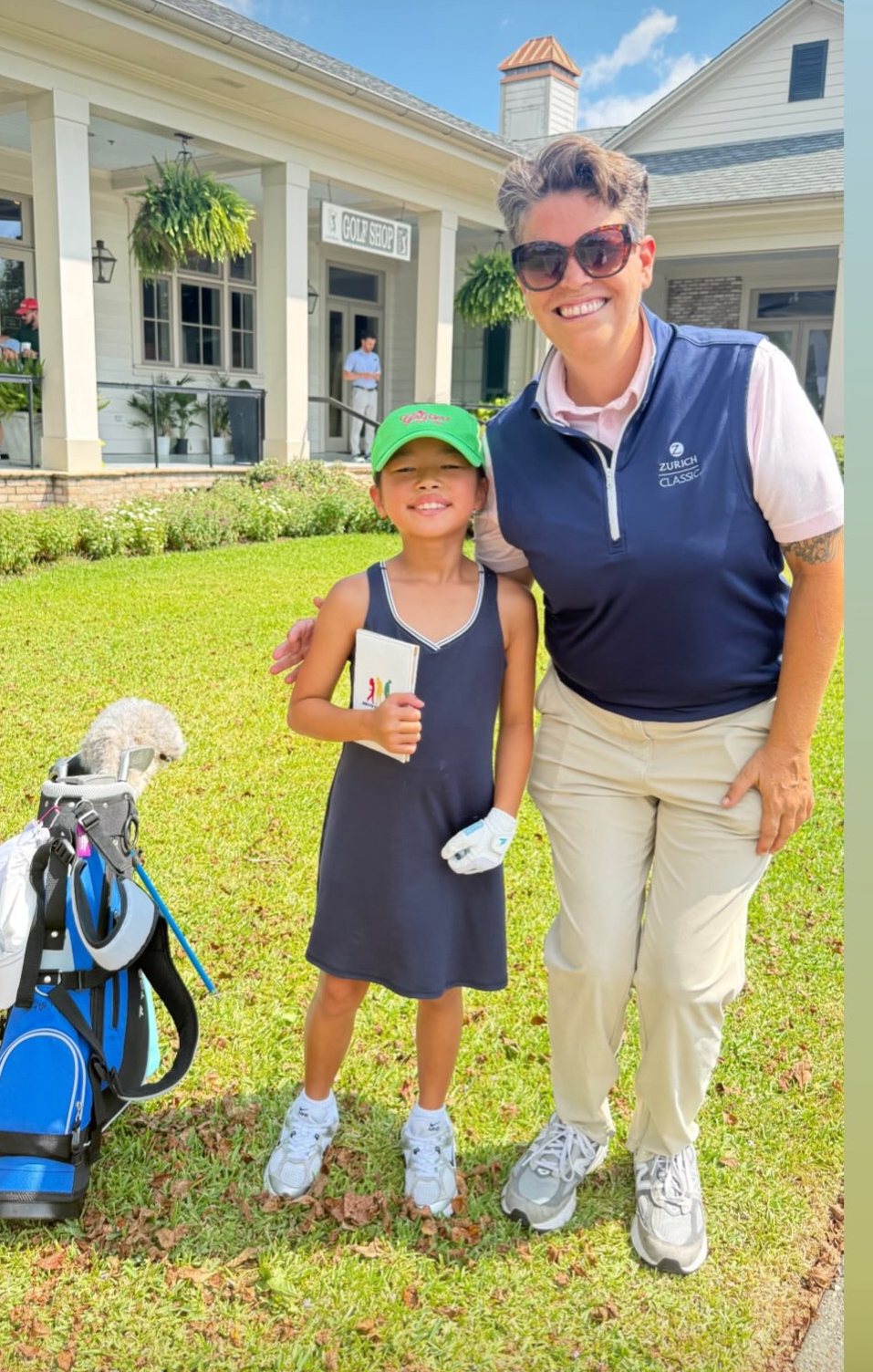 Coach Jen with a student golfer